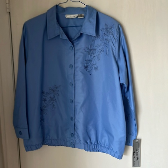 Lightweight jacket with pockets. Blue polyester - Picture 1 of 6